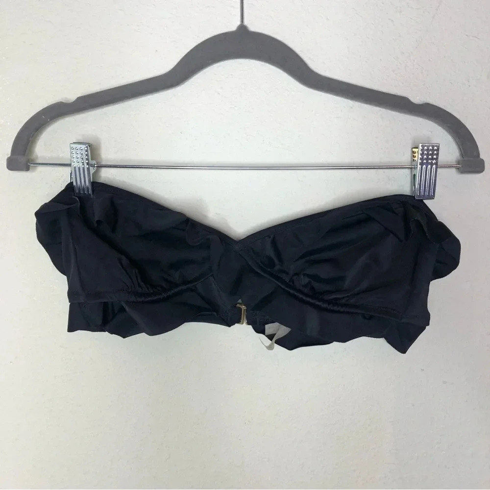 Victoria's Secret Bandeau Bikini Top Medium Black Ruffles